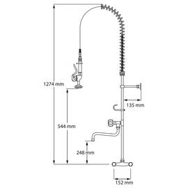 Geschirrbrause mit Mischbatterie, Zweiloch-Wandmontage, mit Wasserhahn, zwei Mischventile Produktbild 3 S