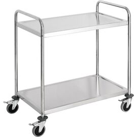 Servierwagen aus Edelstahl, mit zwei Borden, 845 x 525 x 940 mm (BxTxH) Produktbild