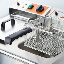 Doppel-Fritteuse CATERINA, 2x 10 Liter, mit Ablasshahn 610x510x390 mm (BxTxH), 2x 3 kW 230V Produktbild 2 S