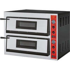 GGF Pizzaofen mit zwei Kammern für 8 Pizzen à 360 mm, Vollschamott, 12 kW, 1010 x 850 x 750mm (BxTxH) Produktbild