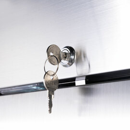Doppeltür-Kühlschrank, Edelstahl, GN 2/1, 1480x830x2010 mm (BxTxH), 0,44 kW Produktbild 3 S