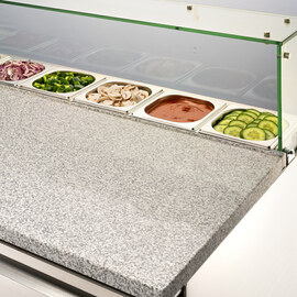Starline Pizzatisch mit Kühlaufsatz und Glasabdeckung, 3-türig, 8x GN 1/6 Produktbild 5 S