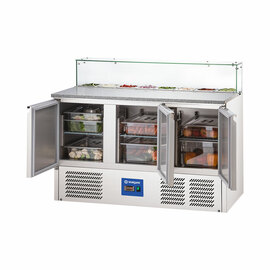 Starline Pizzatisch mit Kühlaufsatz und Glasabdeckung, 3-türig, 8x GN 1/6 Produktbild 2 S