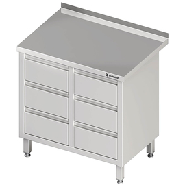 Schubladenschrank mit 2x3 Schubladen, 840x600x850 mm, mit Aufkantung, verschweißt Produktbild