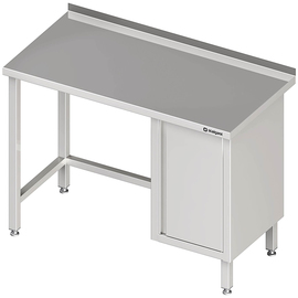Arbeitstisch ohne Grundboden, 1400x600x850 mm, mit Flügeltürschrank rechts, mit Aufkantung, verschweißt Produktbild