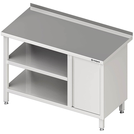 Arbeitstisch mit Grund- und Zwischenboden, 800x700x850 mm, mit Flügeltürschrank rechts, mit Aufkantung, verschweißt Produktbild