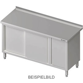 Arbeitsschrank mit Schiebetüren, 1200x600x850 mm, mit Flügeltürschrank links, mit Aufkantung, verschweißt Produktbild