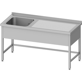 Spültisch ohne Grundboden, 1500x700x850 mm, mit einem Becken links, mit Aufkantung, verschweißt Produktbild