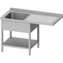 Spültisch mit Grundboden und Überstand 1200x700x900 mm, mit einem Becken links, mit Aufkantung, verschweißt Produktbild
