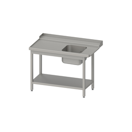 Zulauftisch, Korbführung mit Gefälle, mit Grundboden mit einem Becken 800x750x880 mm, Anbauseite links, mit Aufkantung, verschweißt Produktbild