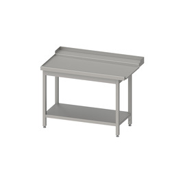 Ablauftisch, Korbführung mit Gefälle, mit Grundboden 800x750x880 mm, Anbauseite links, mit Aufkantung, verschweißt Produktbild