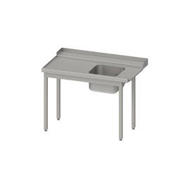 Zulauftisch, Korbführung mit Gefälle, ohne Grundboden mit einem Becken 800x750x880 mm, Anbauseite links, mit Aufkantung, verschweißt Produktbild
