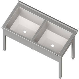 Topfspüle mit zwei Becken, 1200x600x850 mm, 300 mm Beckenhöhe, mit Aufkantung, verschweißt Produktbild 2 S