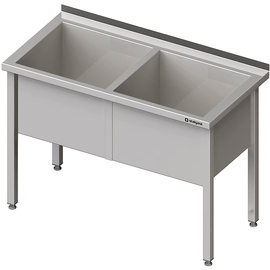 Topfspüle mit zwei Becken, 1200x700x850 mm, 400 mm Beckenhöhe, mit Aufkantung, verschweißt Produktbild