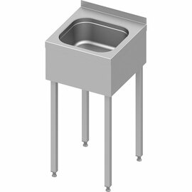 Handwaschbecken mit Untergestell, 400x410x850 mm, mit dreiseitiger Beckenblende, mit Aufkantung, verschweißt Produktbild