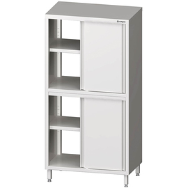 Durchreiche-Hochschrank mit Schiebetüren, 800x600x2000 mm, mit zwei Schrankräumen, verschweißt Produktbild