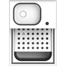 Handwasch- und Ausgussbecken-Kombination, 500x700x850 mm, mit klappbaren Abstellrost, mit Aufkantung, verschweißt Produktbild 3 S