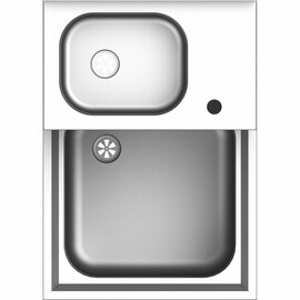 Handwasch- und Ausgussbecken-Kombination, 500x700x850 mm, mit klappbaren Abstellrost, mit Aufkantung, verschweißt Produktbild 2 S