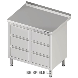 Schubladenschrank mit 2x3 Schubladen, 840x600x850 mm, ohne Aufkantung, verschweißt Produktbild