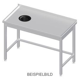 Arbeitstisch ohne Grundboden, 800x600x850 mm, mit Abfallloch links, ohne Aufkantung, verschweißt Produktbild