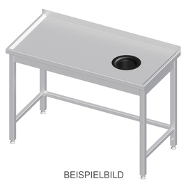 Arbeitstisch ohne Grundboden, 800x600x850 mm, mit Abfallloch rechts, ohne Aufkantung, verschweißt Produktbild