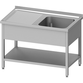 Spültisch mit Grundboden 1000x700x850 mm, mit einem Becken rechts, mit Aufkantung, verschweißt Produktbild