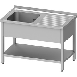 Spültisch mit Grundboden 1000x700x850 mm, mit einem Becken links, mit Aufkantung, verschweißt Produktbild