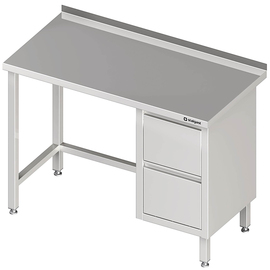 Arbeitstisch ohne Grundboden, 2200x700x850 mm, mit 2er Schubladenblock rechts, mit Aufkantung, verschweißt Produktbild