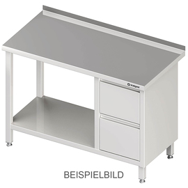 Arbeitstisch mit Grundboden, 2000x700x850 mm, mit 2er Schubladenblock links, mit Aufkantung, verschweißt Produktbild