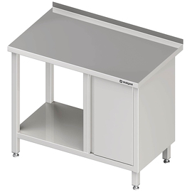 Arbeitstisch mit Grundboden, 2000x600x850 mm, mit Flügeltürschrank rechts, mit Aufkantung, verschweißt Produktbild