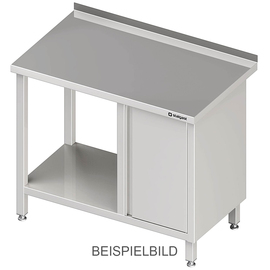 Arbeitstisch mit Grundboden, 2200x600x850 mm, mit Flügeltürschrank links, ohne Aufkantung, verschweißt Produktbild