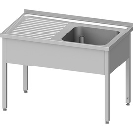Spültisch ohne Grundboden 1000x600x850 mm, mit einem Becken rechts, mit Aufkantung, verschweißt Produktbild