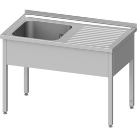 Spültisch ohne Grundboden 1200x600x850 mm, mit einem Becken links, mit Aufkantung, verschweißt Produktbild
