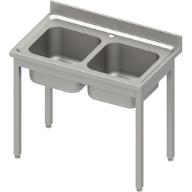 Spültisch ECO ohne Grundboden 1000x600x850 mm, mit zwei Becken und Aufkantung, Selbstmontage Produktbild