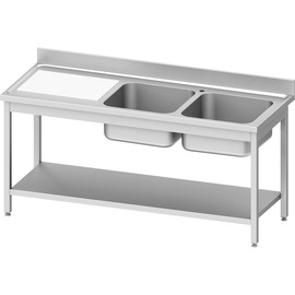 Spültisch ECO ST 63 Abtropffläche links | gerillt | 2 Becken | 1400 mm x 600 mm H 850 mm | Selbstmontage Produktbild