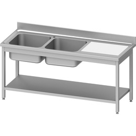 Spültisch ECO ST 63 Abtropffläche rechts | gerillt | 2 Becken | 1400 mm x 600 mm H 850 mm | Selbstmontage Produktbild