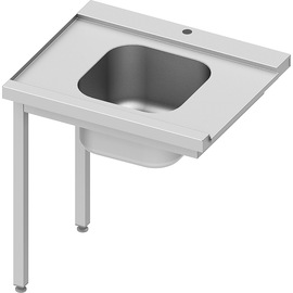 Zulauftisch ECO auf zwei Beinen mit einem Becken 800x670x870 mm, Anbauseite links, mit Aufkantung, Selbstmontage Produktbild