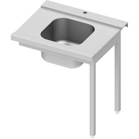 Zulauftisch ECO auf zwei Beinen mit einem Becken 800x670x870 mm, Anbauseite rechts, mit Aufkantung, Selbstmontage Produktbild
