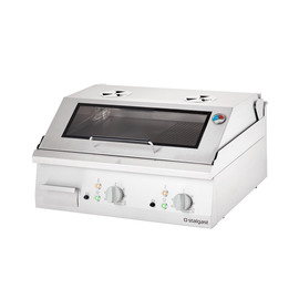 Elektro-Griddleplatte als Tischgerät mit Deckel, 800x700 mm, ½ glatte/½ gerillte Grillfläche, Serie 700 ND Produktbild