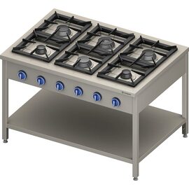 Gasherd Serie 900 - 6-Brenner (3,5+3x5+2x7), 32,5 kW, G20, 1300 x 900 x 850 mm (BxTxH) Produktbild