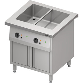 Bain-Marie-Station "Free Flow" mit einem Becken 2x GN1/1, Wärmeschrank und Flügeltüren, 799x750x880 mm Edelstahlabdeckung Produktbild