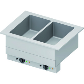 Bain-Marie "Drop-In" 2x GN1/1 Einzelbecken 830x620x390 mm, Edelstahlabdeckung Produktbild