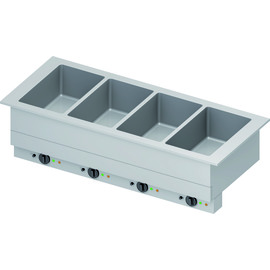 Bain-Marie "Drop-In" 4x GN1/1 Einzelbecken 1480x620x390 mm, Edelstahlabdeckung Produktbild