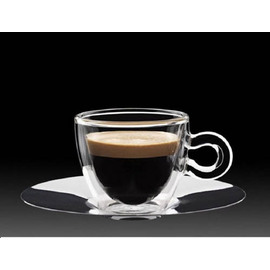 Espressoglas 65 ml THERMIC GLASS doppelwandig mit Edelstahl-Untertasse Produktbild 1 L