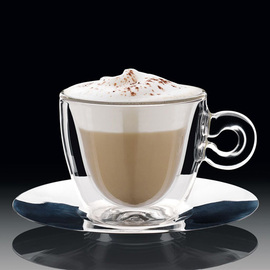 Cappuccionoglas 165 ml THERMIC GLASS doppelwandig mit Edelstahl-Untertasse Produktbild 1 S