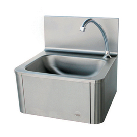 Handwaschbecken zur Wandbefestigung • Kniebedienung | 400 mm x 340 mm H 585 mm Produktbild