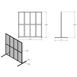 Windschutzwand 8 Fenster L 1330 mm x 710 mm H 1460 mm Produktbild 1 S