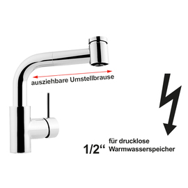 Spültischbatterie Hebelmischer Niederdruck Ausladung 200 mm H 210 mm Produktbild