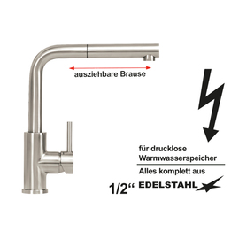 Spültischbatterie NENA Edelstahl drucklos Produktbild