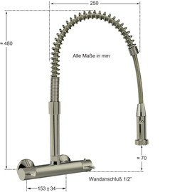 Geschirrbrause CLASSIC Edelstahl Hebelmischer Zweiloch Produktbild 1 S